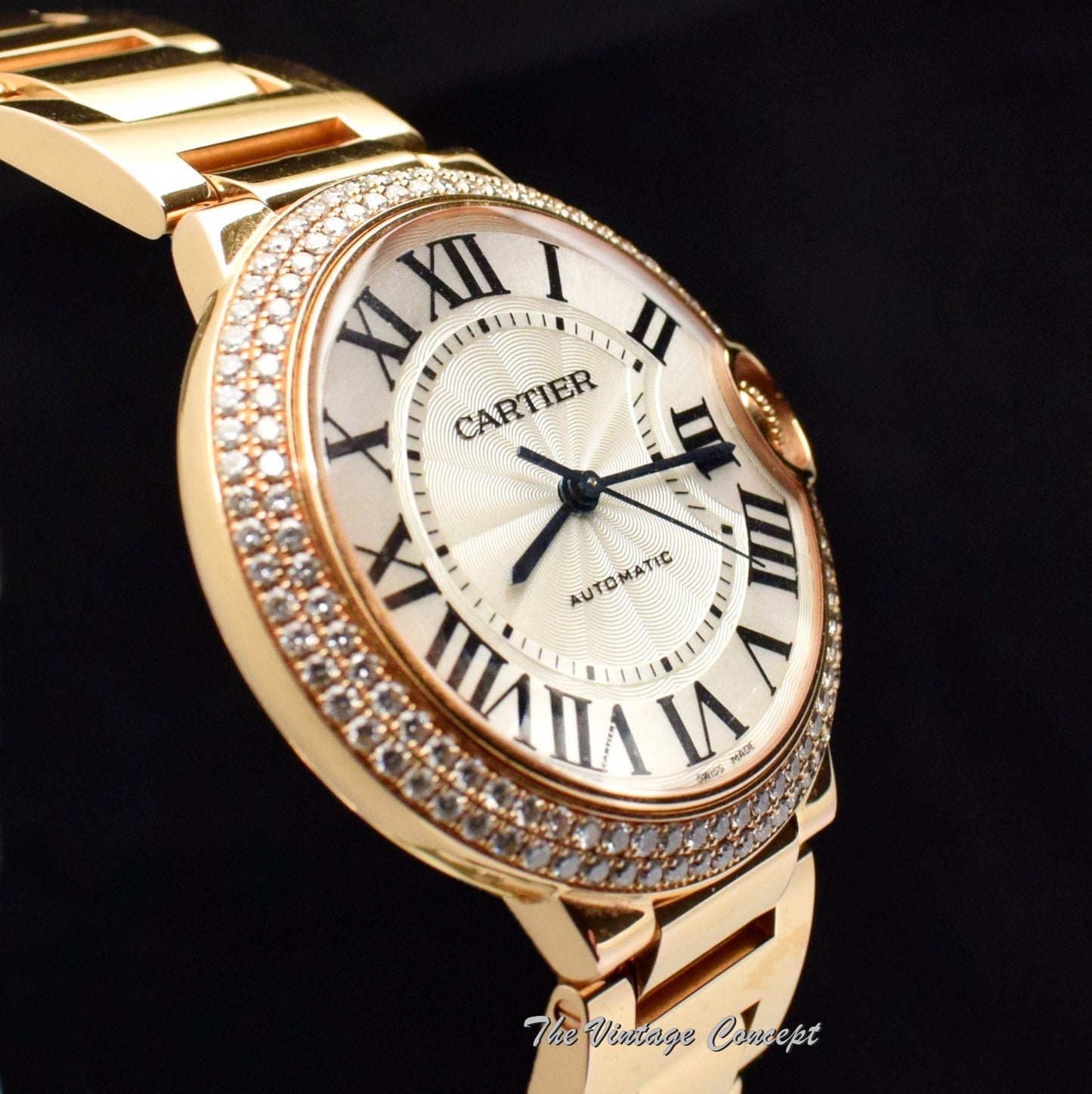 Pre-owned Cartier 18K Rose Gold Ballon Bleu WE9005Z3 Diamond Bezel Watch (Full Set)   (SOLD)