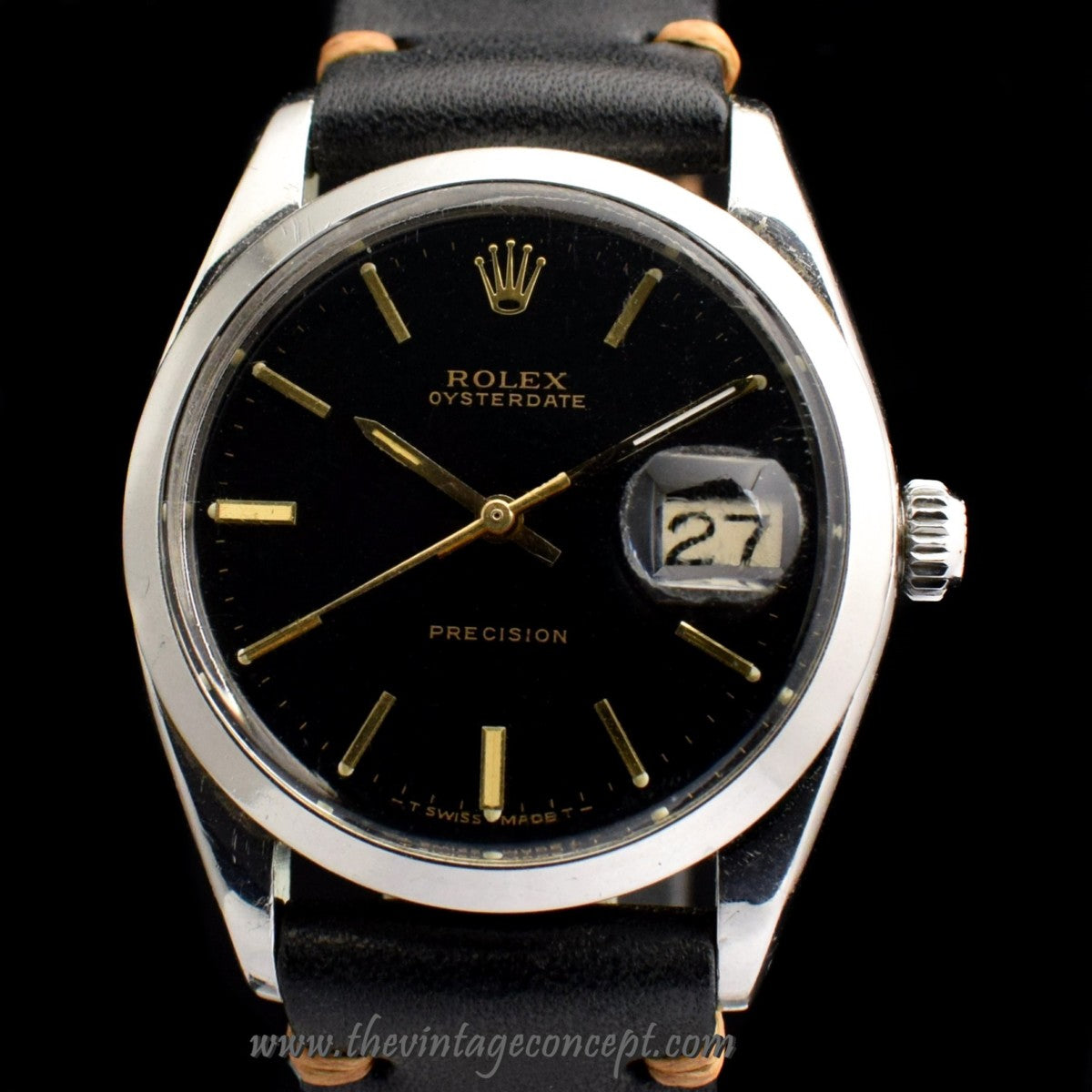 Rolex Oysterdate Black Gilt Dial 6694 (SOLD)