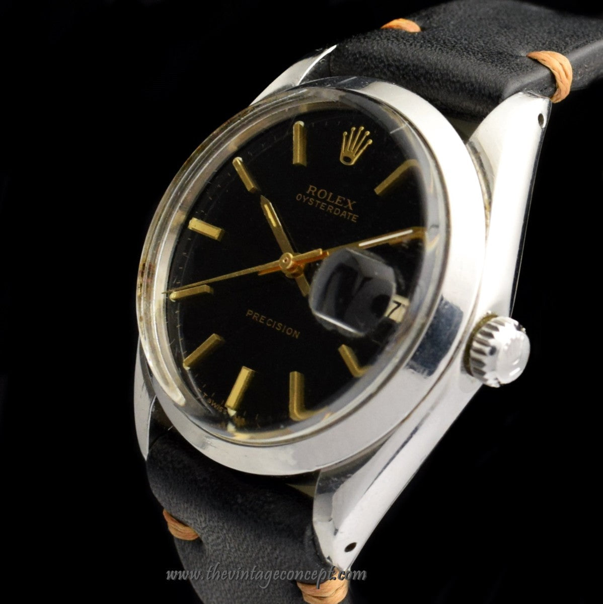 Rolex Oysterdate Black Gilt Dial 6694 (SOLD)