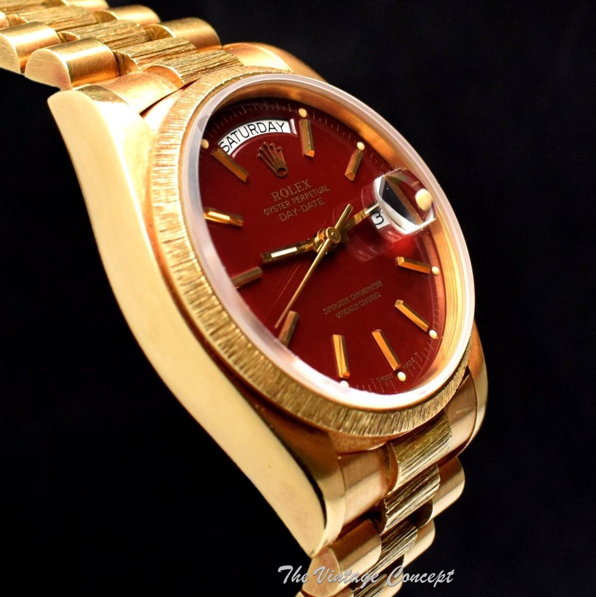 Rolex Day-Date 18K Yellow Gold Red Stella Oxblood Dial 18078 (SOLD)