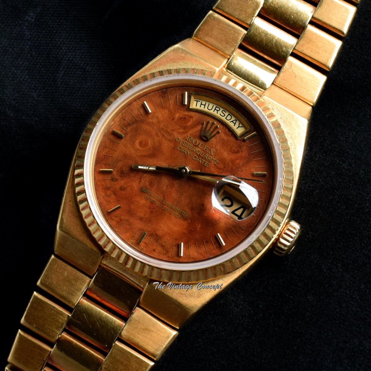 Rolex Day-Date 18K Yellow Gold Quartz Wood Pattern Dial 19018 (SOLD ...