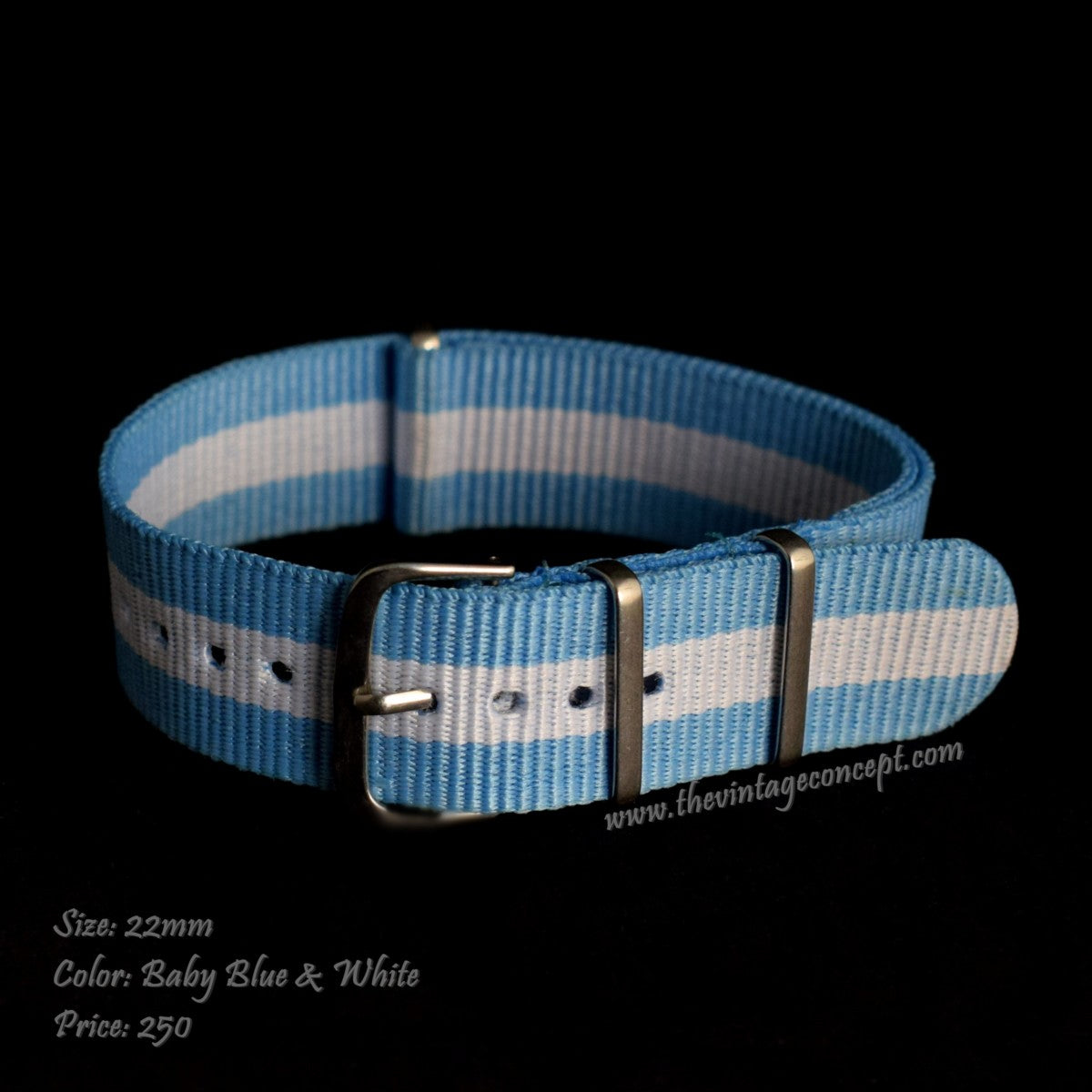 22mm Light Beige & Black Blue Nato Strap