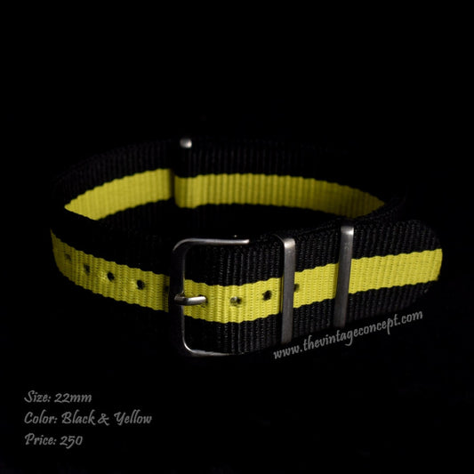 22mm Black & Yellow Nato Strap