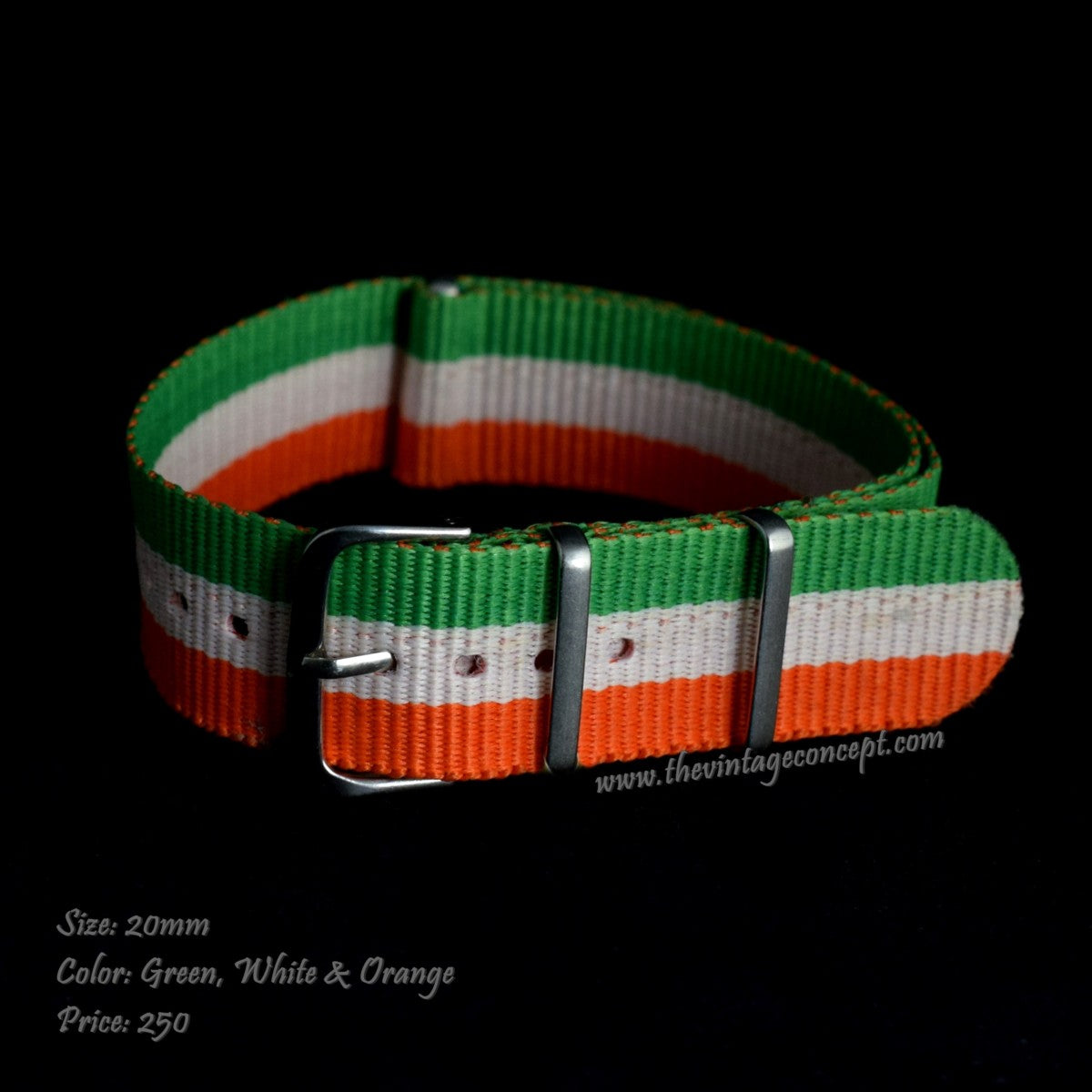 20mm Green, White & Orange Nato Strap