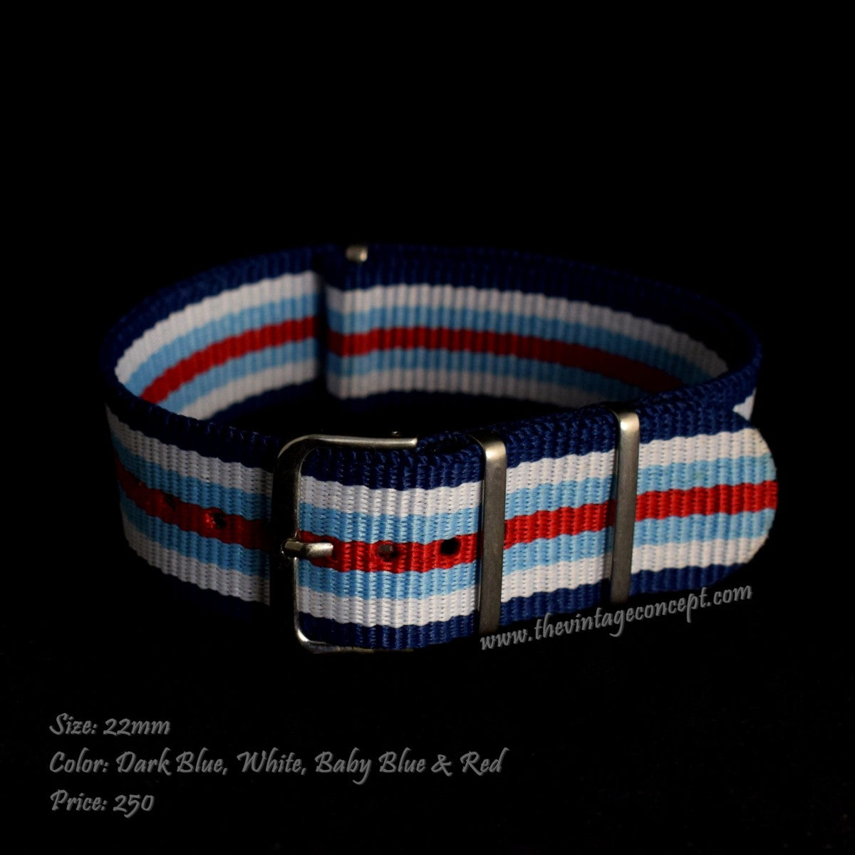 22mm Light Beige & Black Blue Nato Strap