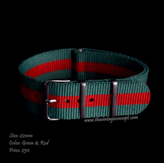 22mm Green & Red Nato Strap