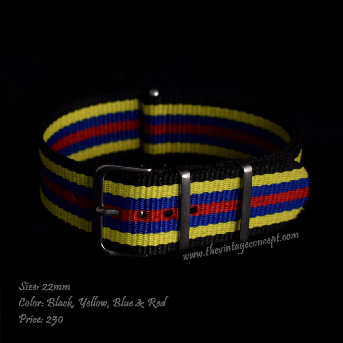 22mm Black, Red & Yellow Nato Strap