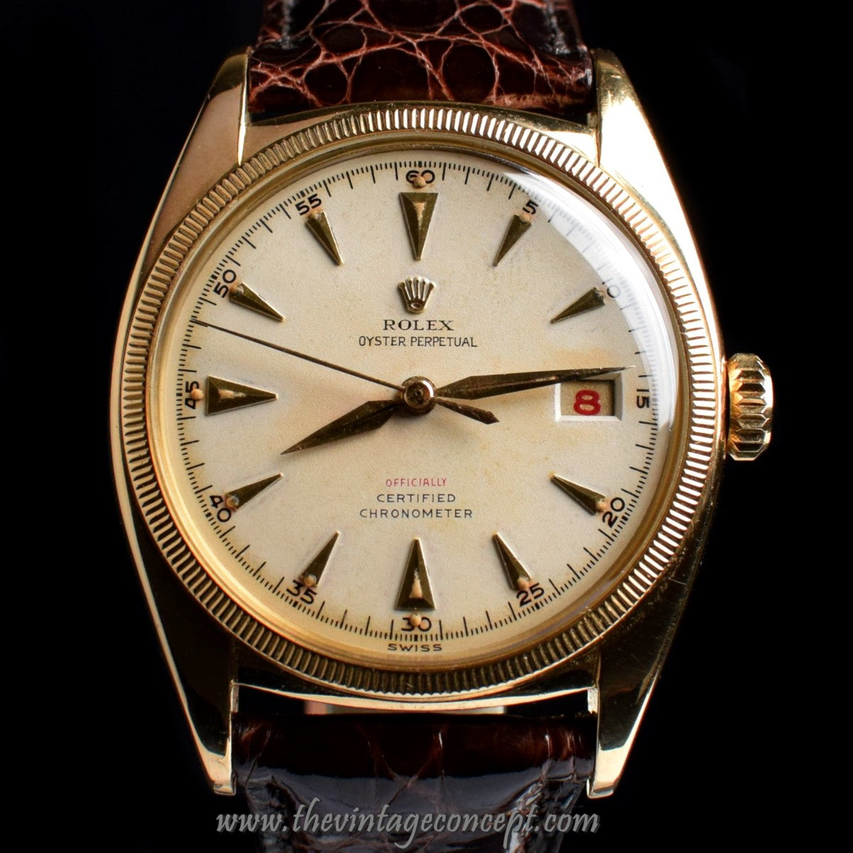 Rolex Big Bubbleback 18K YG Red "Officially" Creamy Dial 6075  (SOLD)