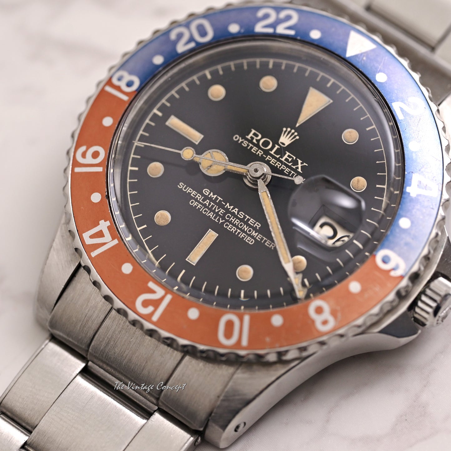 Rolex Steel GMT-Master “Pepsi” PCG Gilt Chapter Ring Dial w/ Rivet Bracelet Ref. 1675