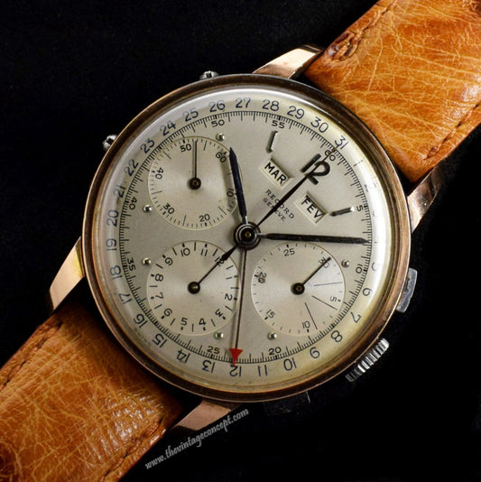 Record Geneve Steel & Gold Triple Date Chronograph   ( SOLD )