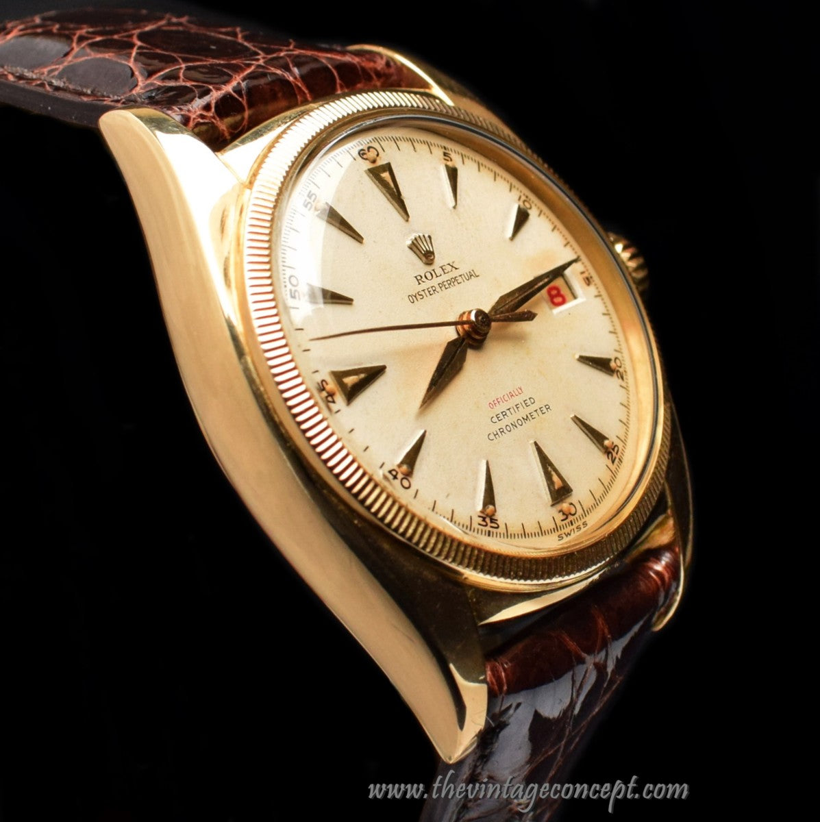 Rolex Big Bubbleback 18K YG Red "Officially" Creamy Dial 6075  (SOLD)