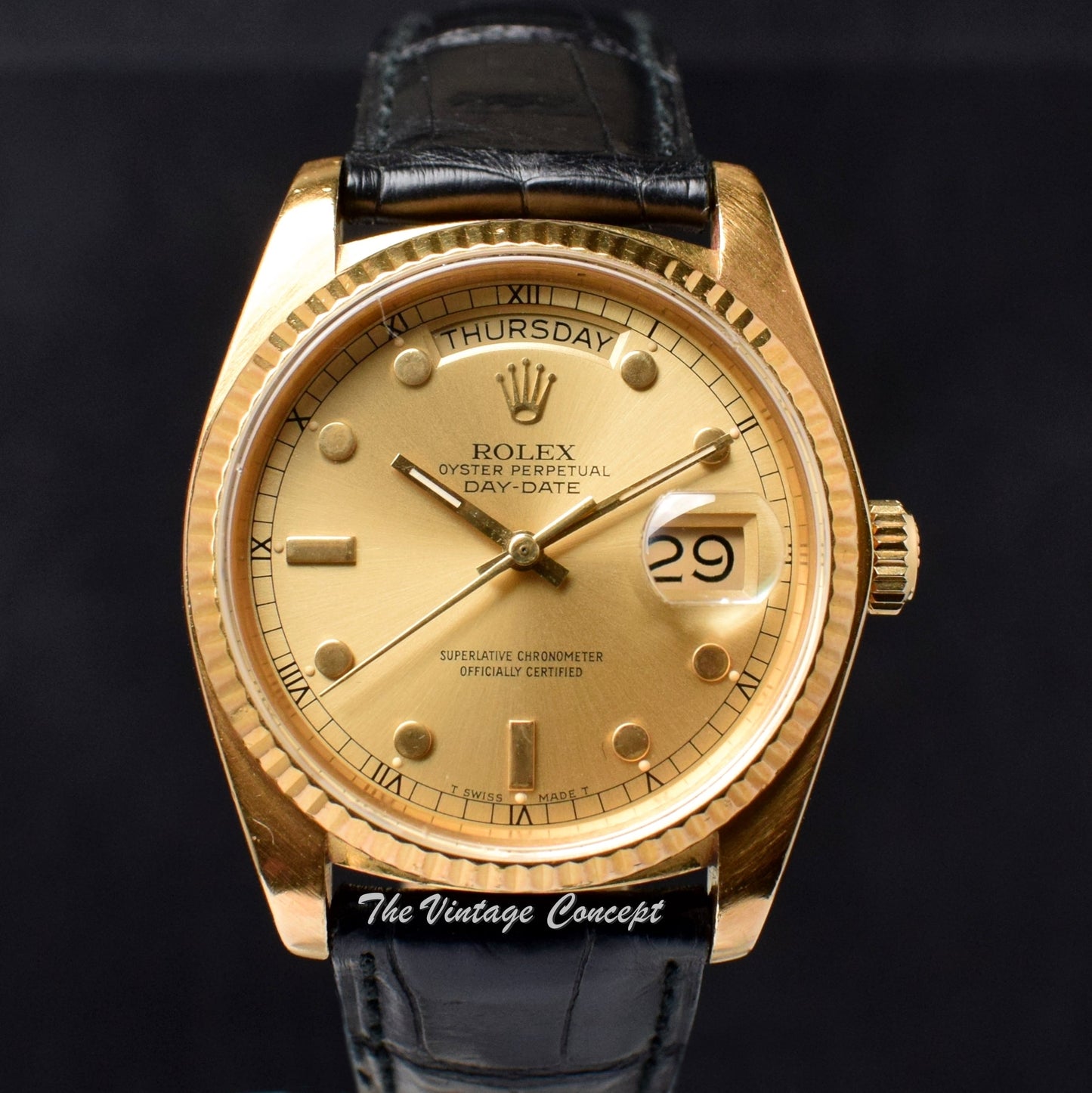 Rolex Day-Date 18K YG Gold Dial Pinball Indexes 18038 (SOLD)