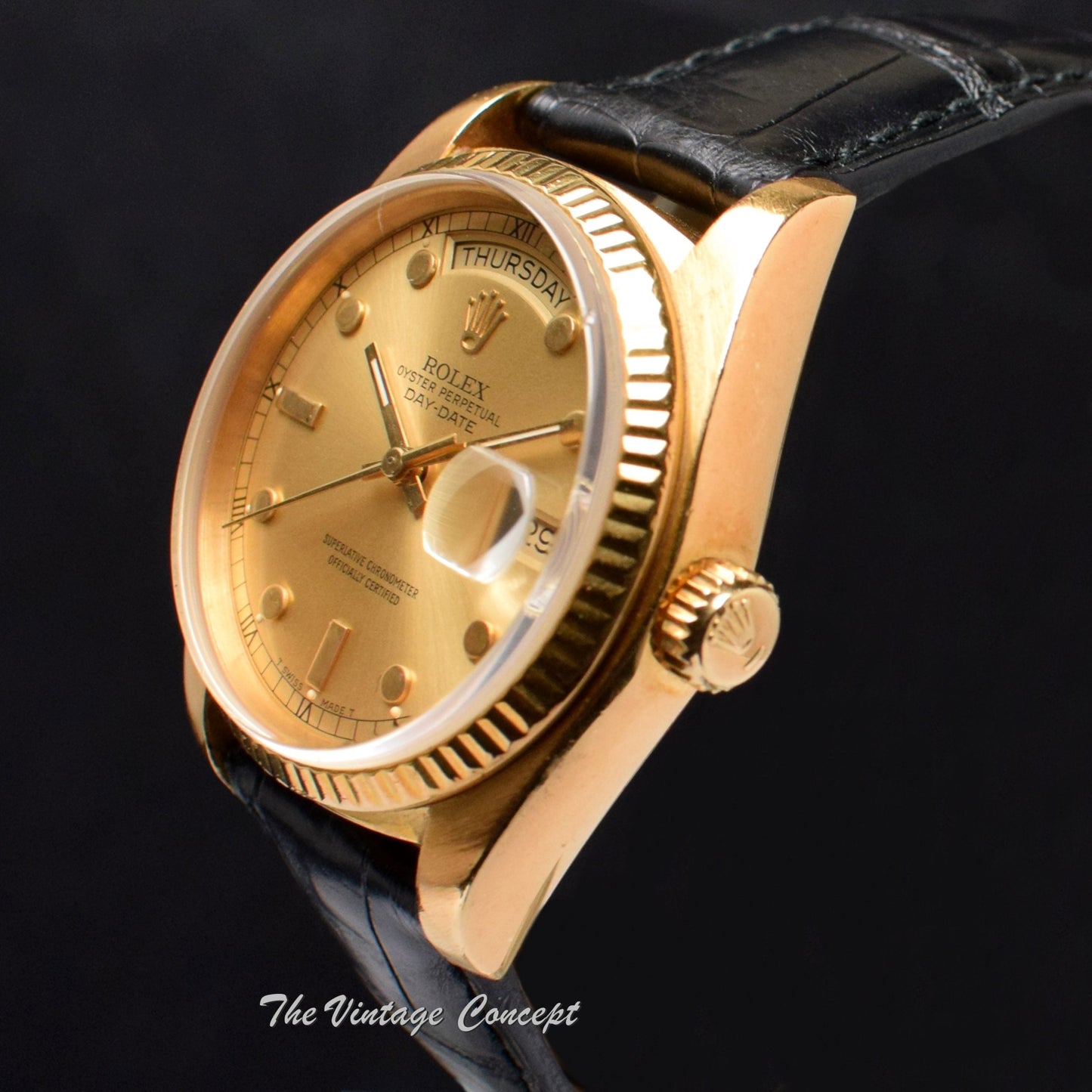 Rolex Day-Date 18K YG Gold Dial Pinball Indexes 18038 (SOLD)