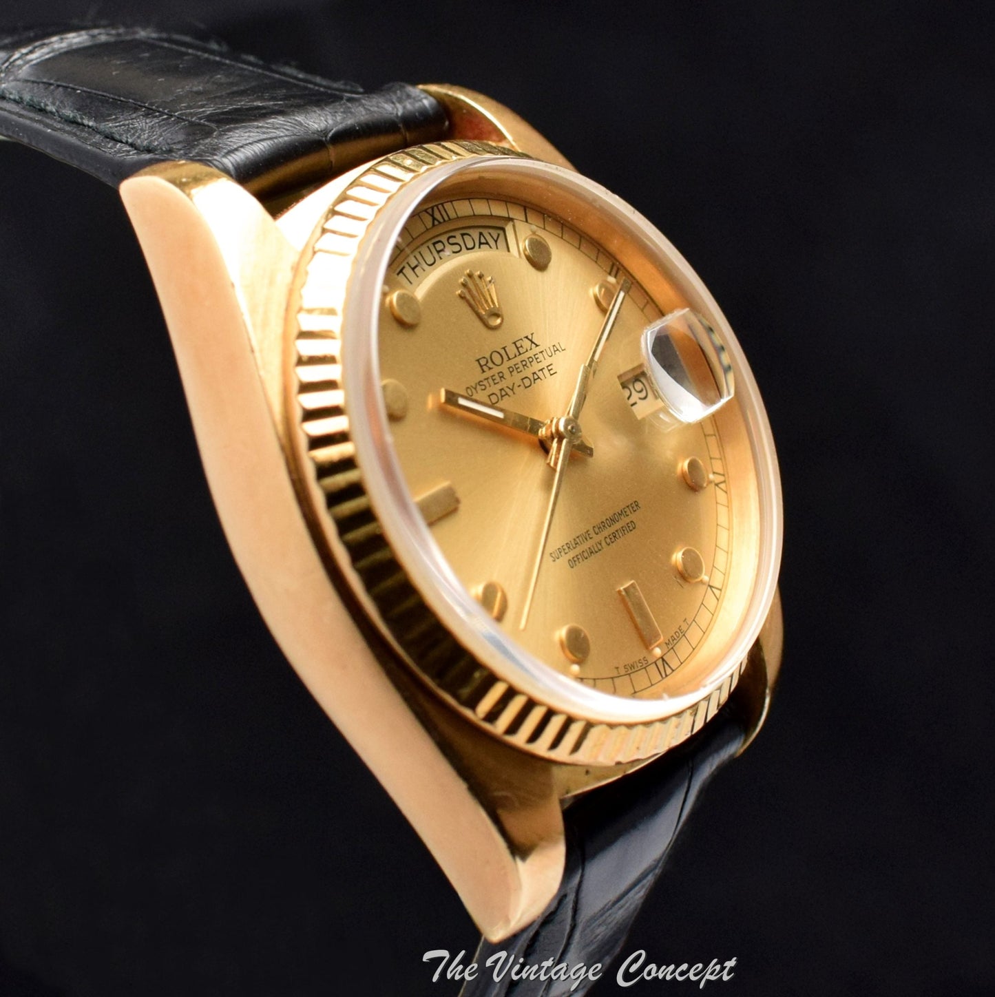 Rolex Day-Date 18K YG Gold Dial Pinball Indexes 18038 (SOLD)