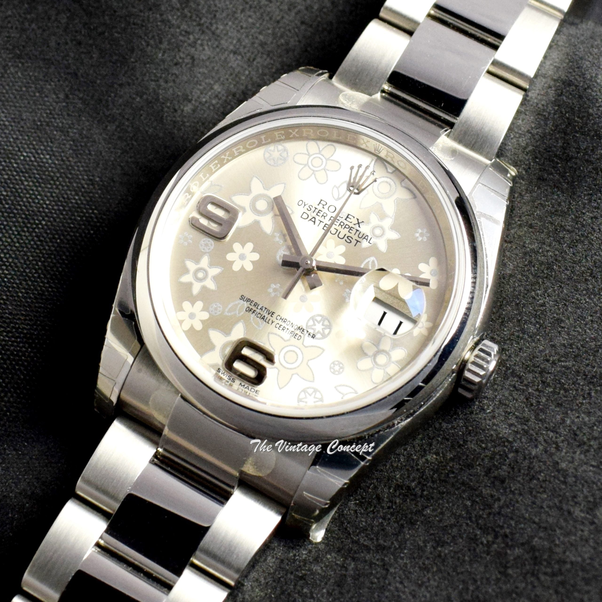 Rolex Pattern 95% NEW Rolex Datejust Silver Flower Pattern Dial 116200 (Full Set) (S ...