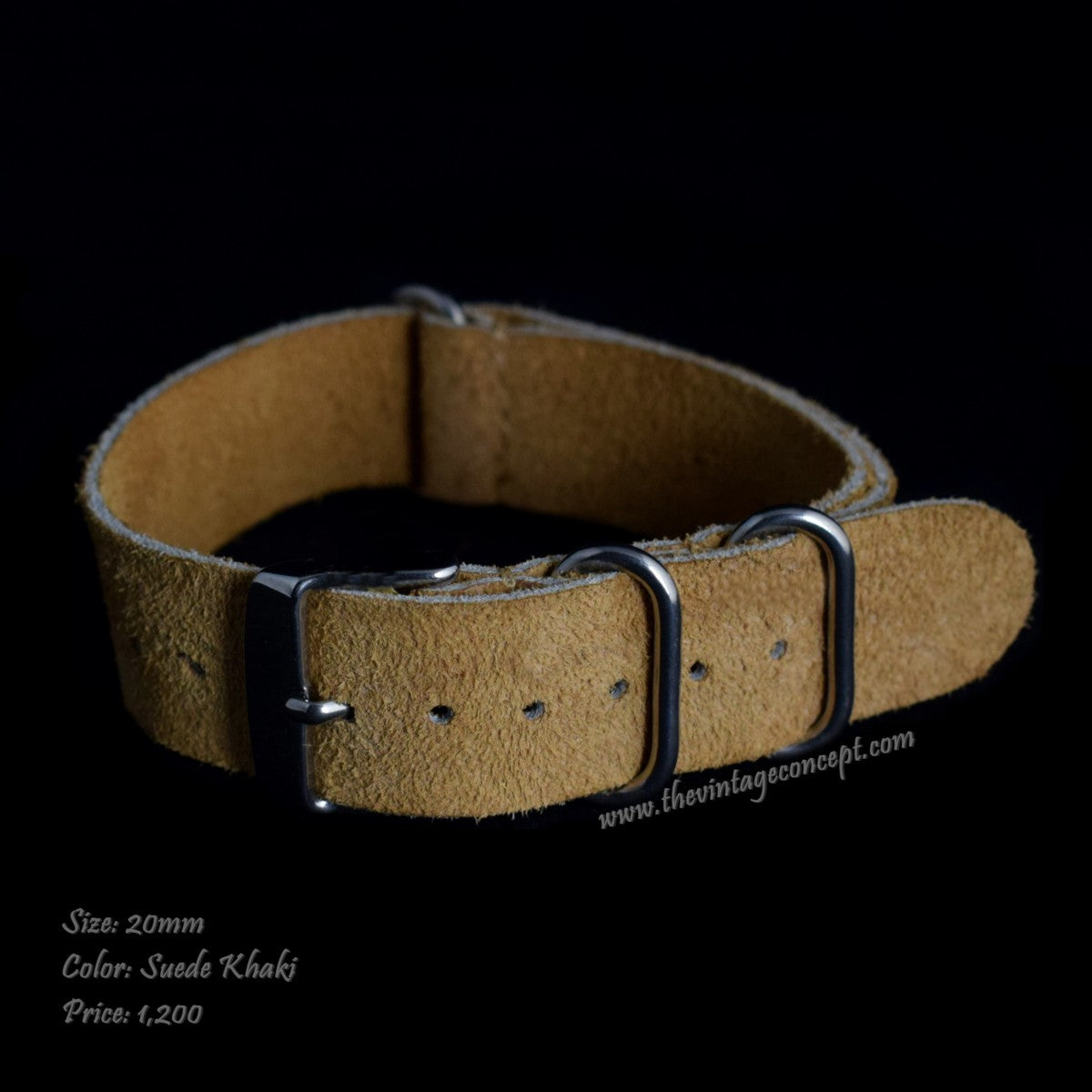 20mm Beige w/ White & Red Paint Nato-Style Leather Strap