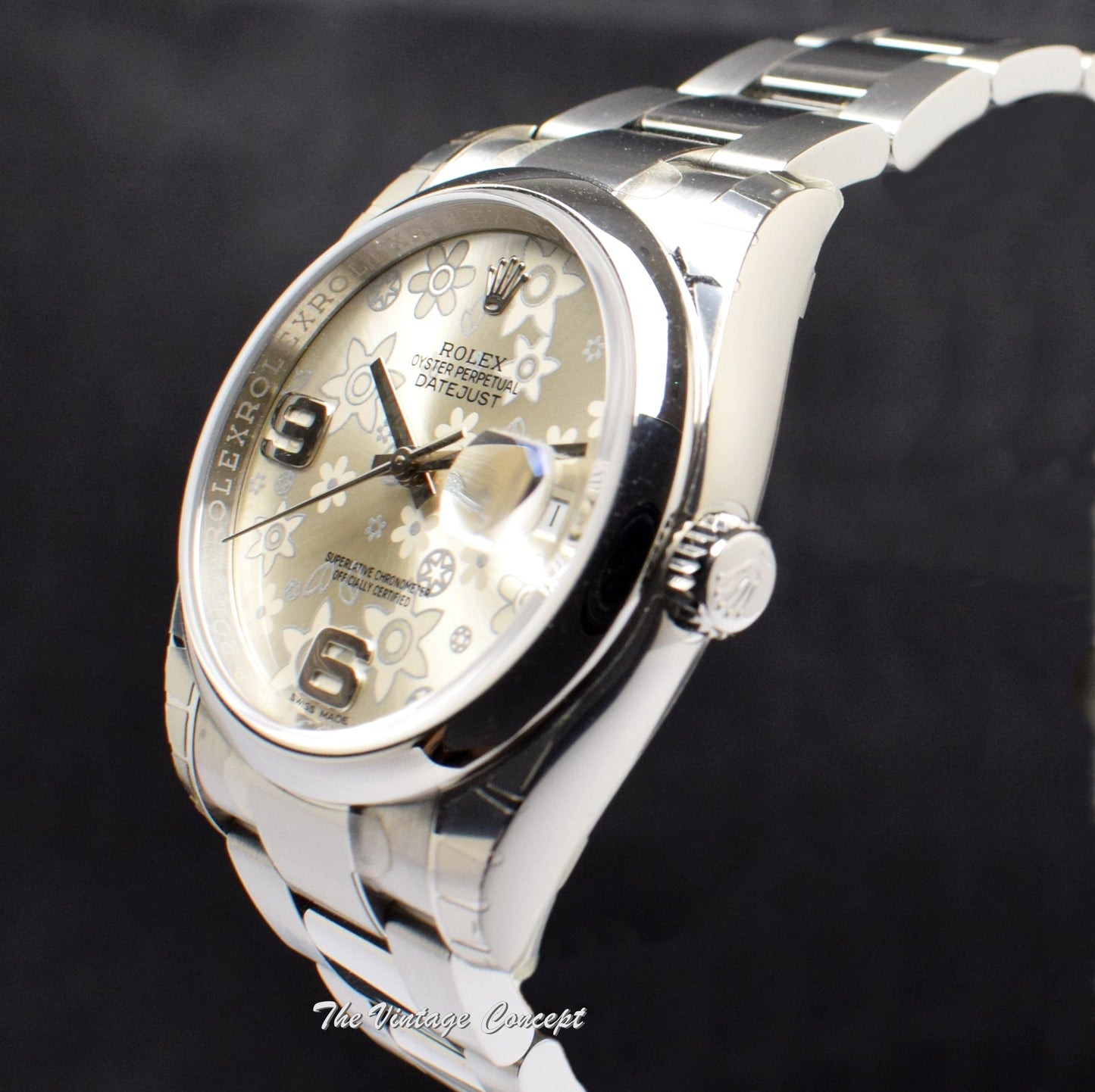 95% NEW Rolex Datejust Silver Flower Pattern Dial 116200 (Full Set) (SOLD)