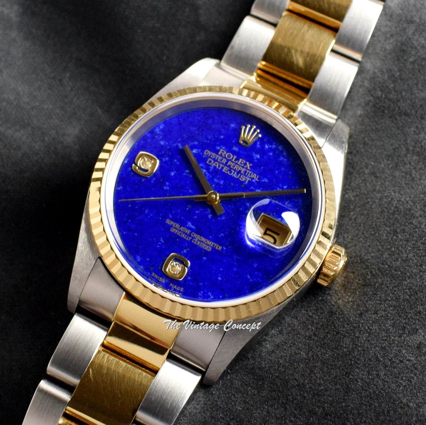 Rolex Datejust Two-Tone Lapis Lazuli Dial w/ Diamond Indexes 16233 (Box Set) (SOLD)