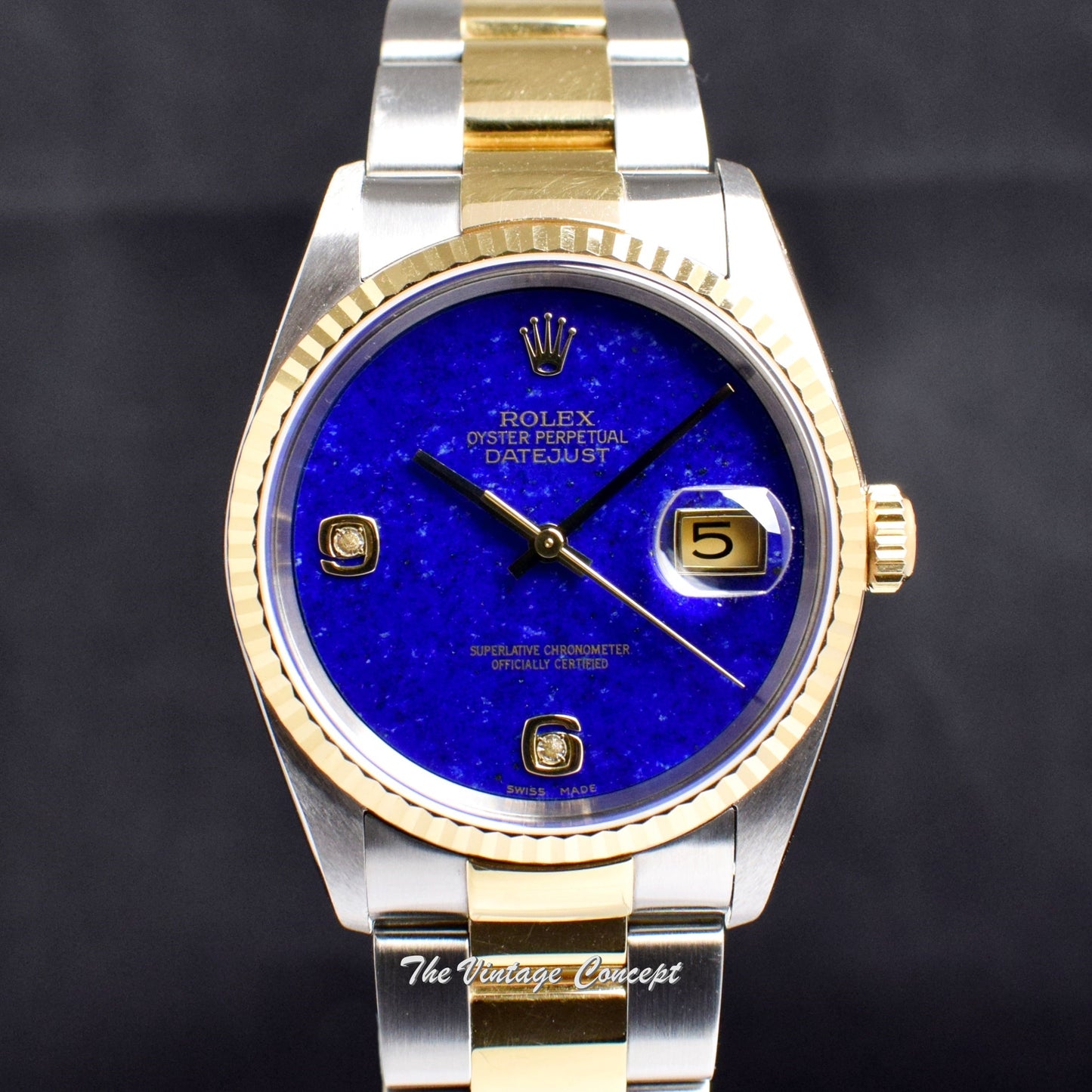 Rolex Datejust Two-Tone Lapis Lazuli Dial w/ Diamond Indexes 16233 (Box Set) (SOLD)