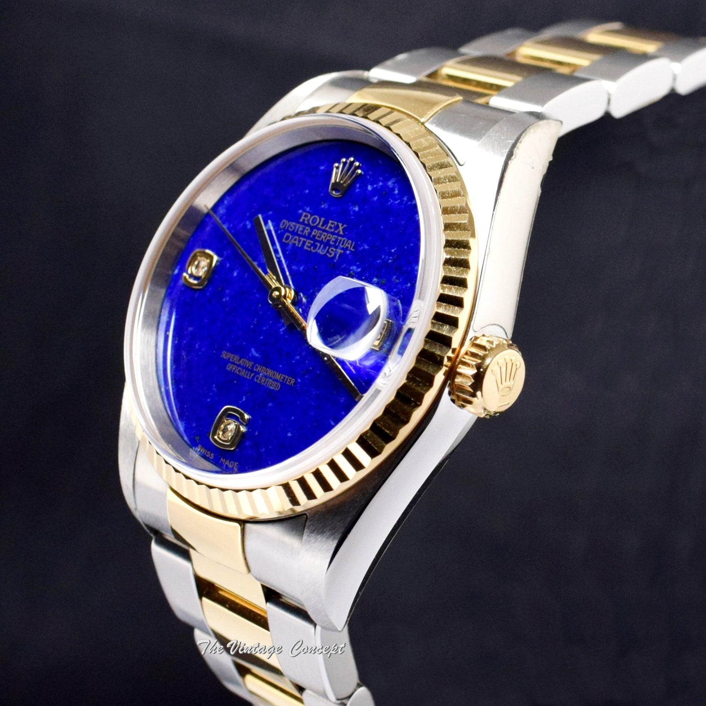 Rolex Datejust Two-Tone Lapis Lazuli Dial w/ Diamond Indexes 16233 (Box Set) (SOLD)