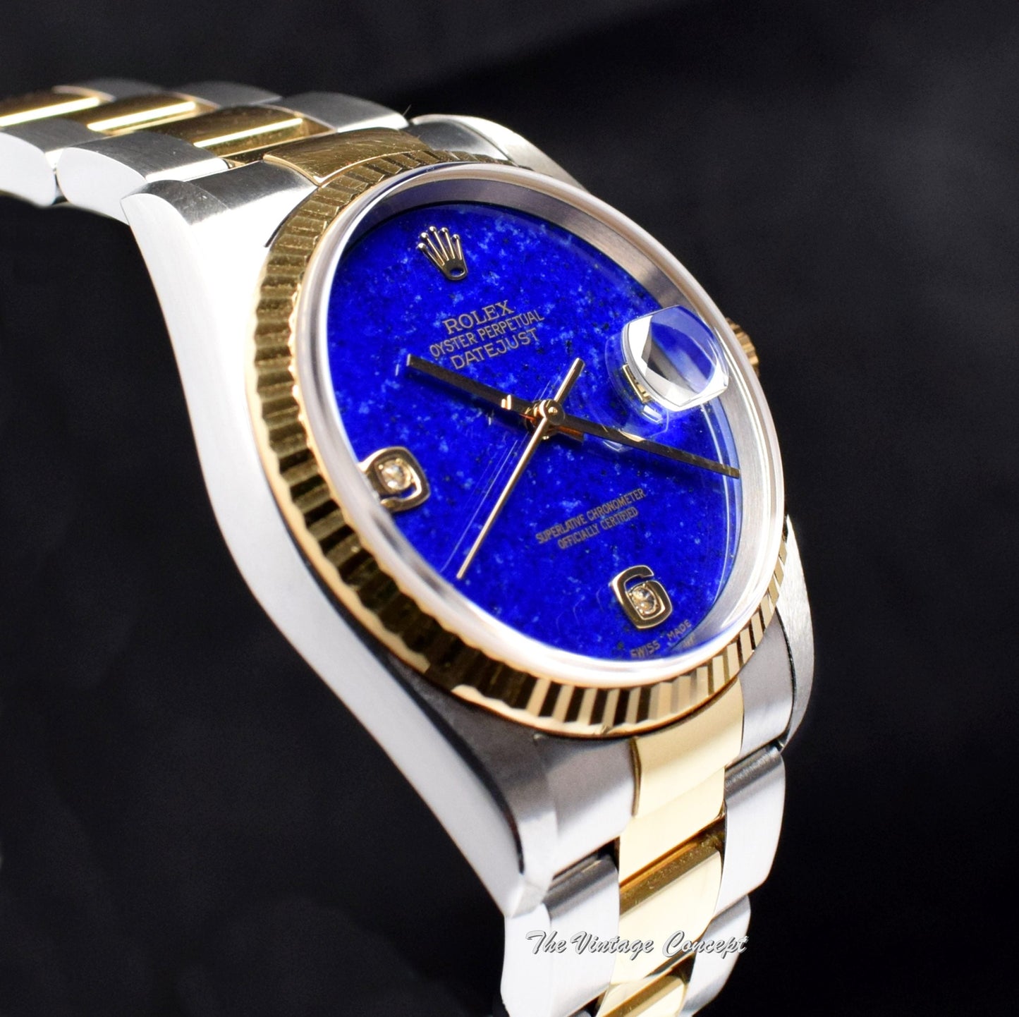 Rolex Datejust Two-Tone Lapis Lazuli Dial w/ Diamond Indexes 16233 (Box Set) (SOLD)