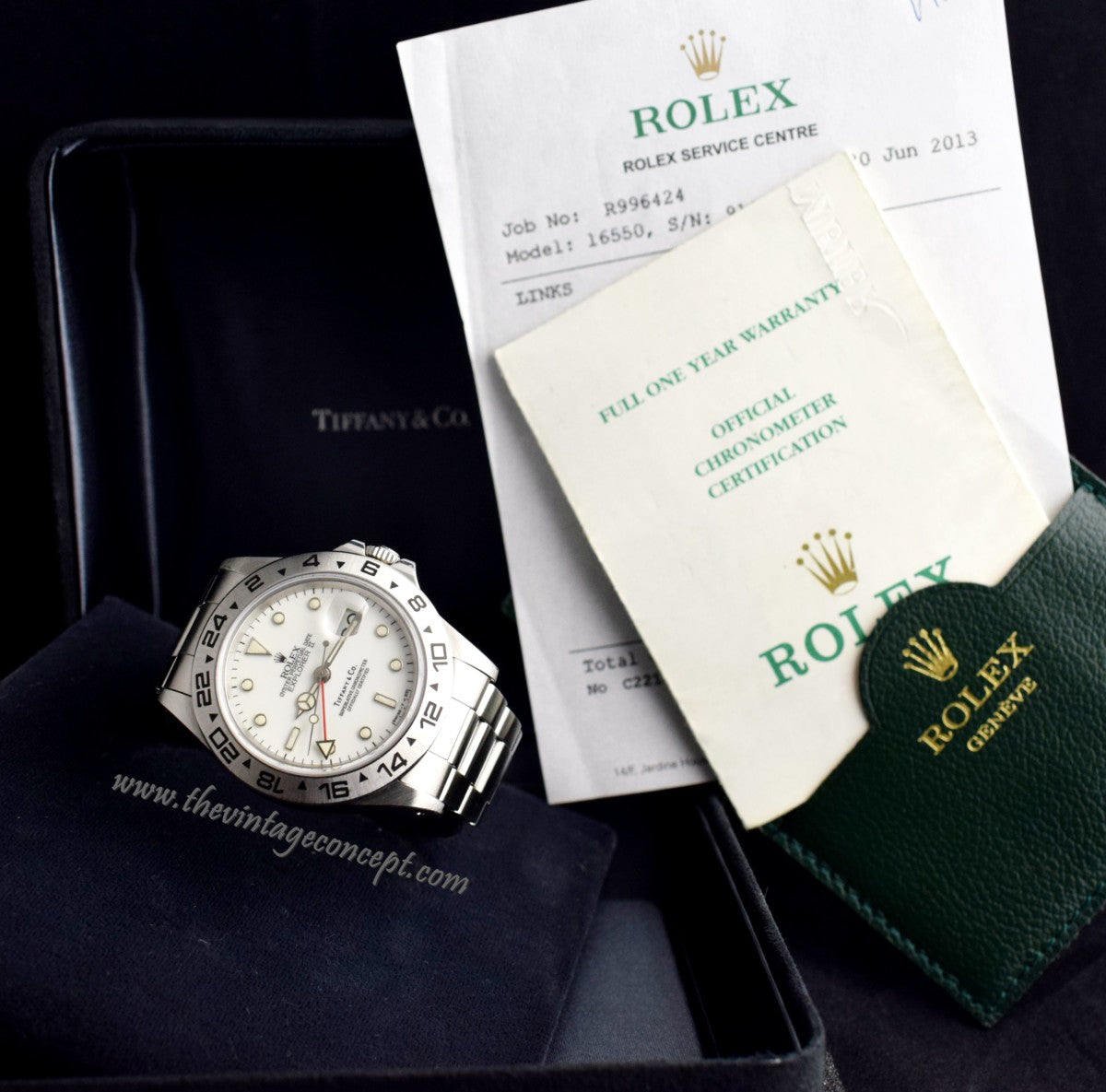 Rolex Explorer II Tiffany & Co. 16550 w/ Punched Paper, Service Paper & Box (SOLD)