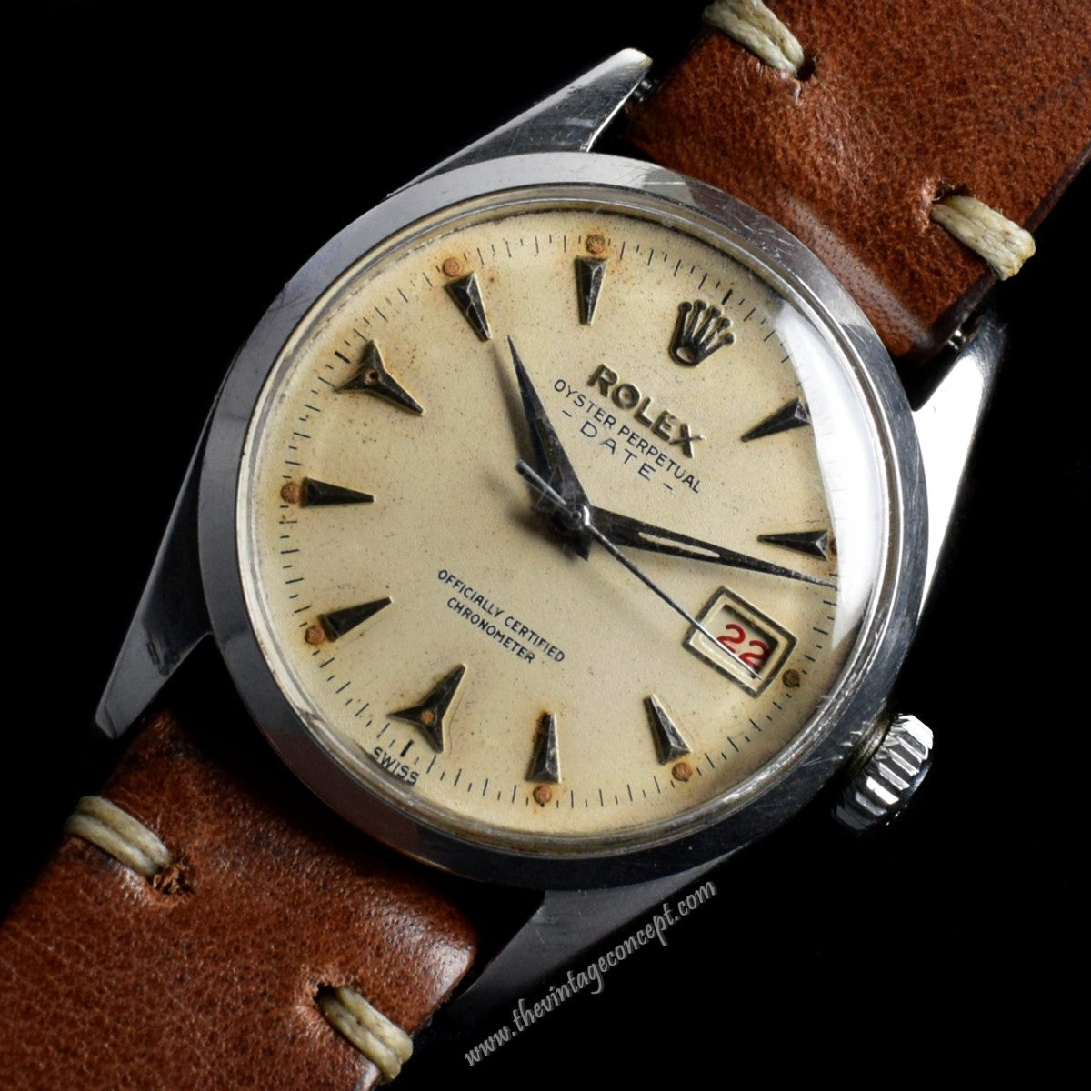 Rolex Oysterdate Creamy Dial Red and Black Date Wheel 6530 (SOLD)