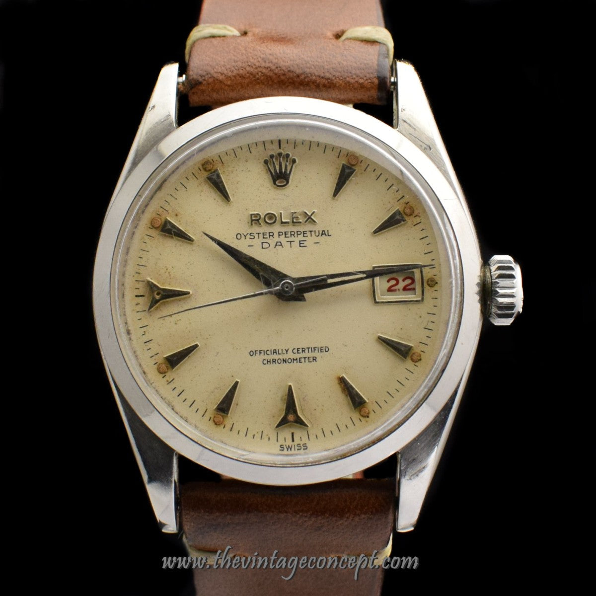 Rolex Oysterdate Creamy Dial Red and Black Date Wheel 6530 (SOLD)