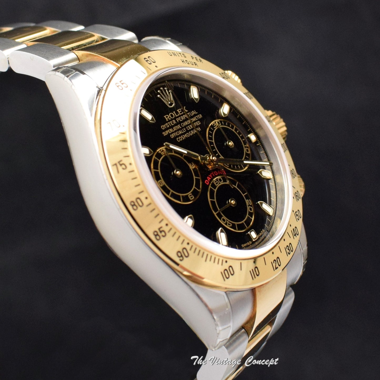 90% NEW Rolex Daytona Two-Tone Black Dial 116523 (Full Set) (SOLD)