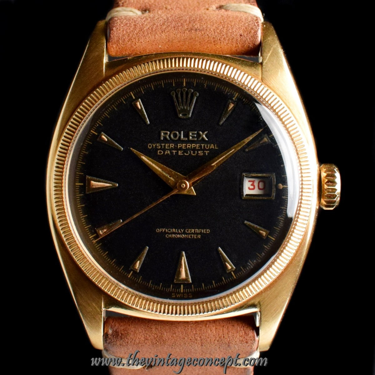 Rolex 18K YG Bubbleback Matte Black Dial 6105 (SOLD)