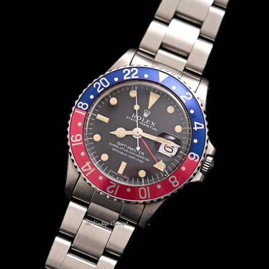 Rolex Steel GMT-Master “Pepsi” Long E Matte Dial w/ service paper Ref. 1675