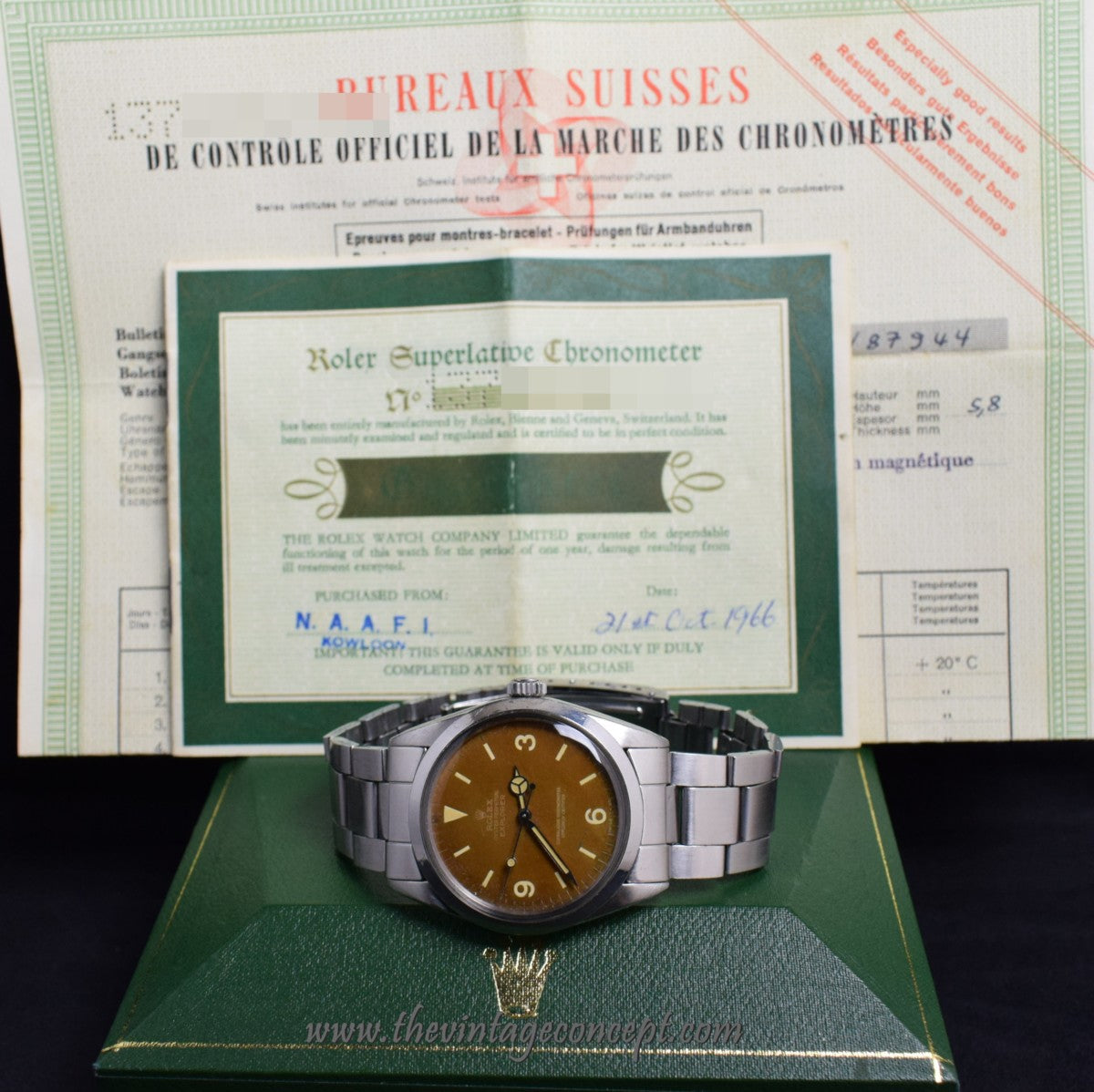 Rolex Explorer Tropical Gilt Dial 1016 w/ Double Papers & Box   ( SOLD )