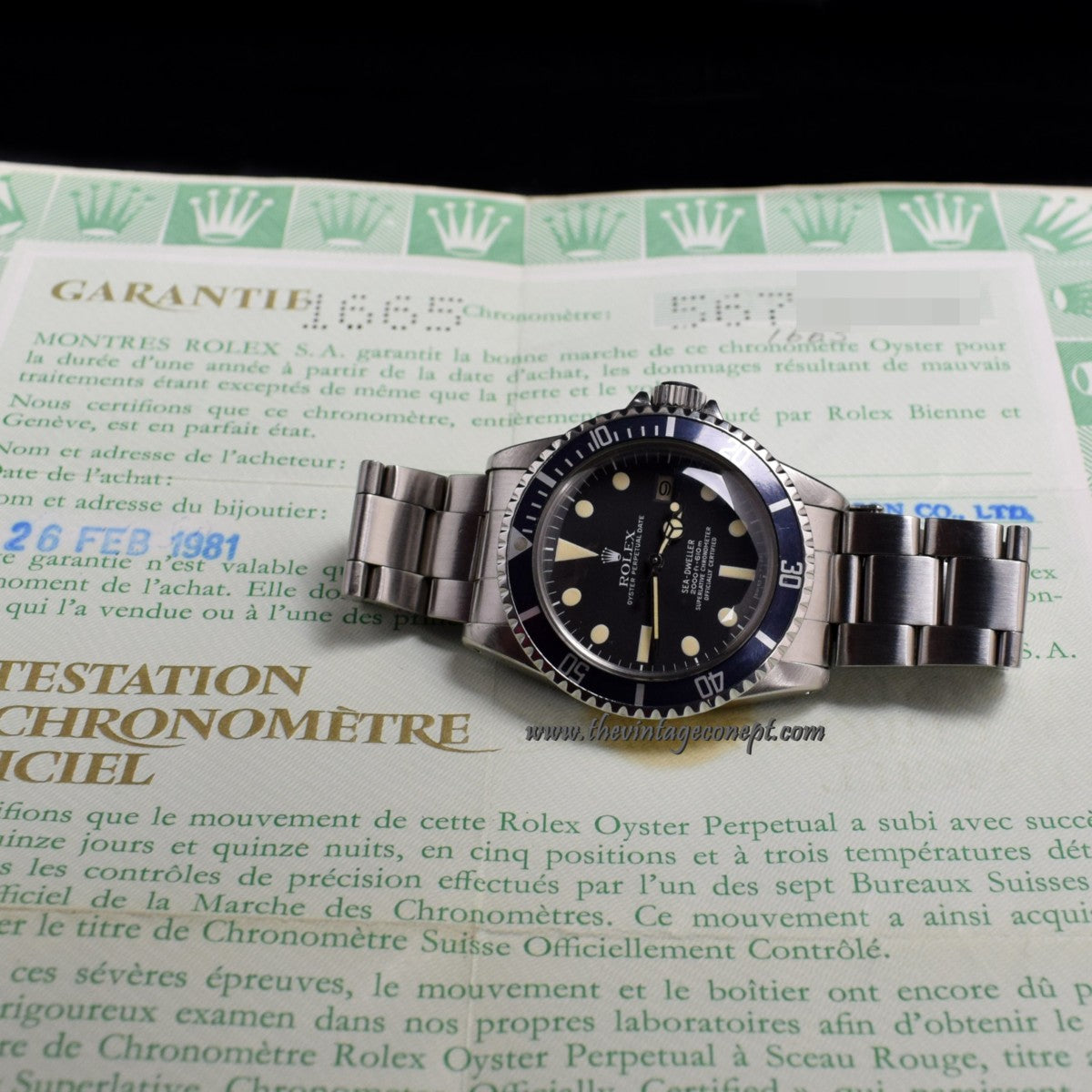 Rolex Sea-Dweller Great White 1665 w/ Original Punched Paper   ( SOLD )