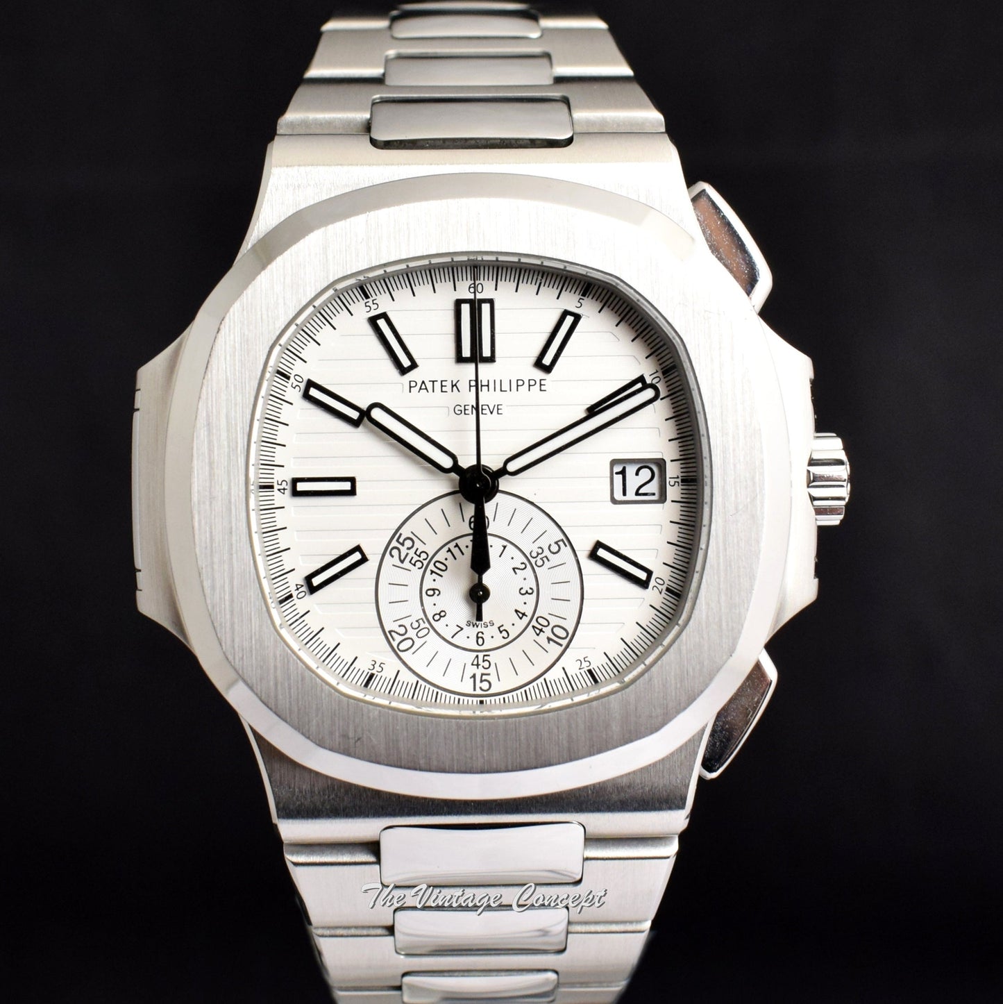 Rare Patek Philippe Nautilus Chronograph White Dial 5980/1A-019 w/ Original Paper