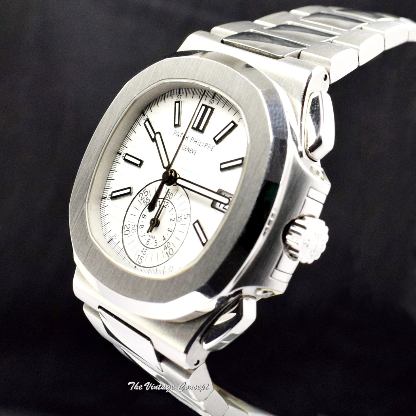 Rare Patek Philippe Nautilus Chronograph White Dial 5980/1A-019 w/ Original Paper