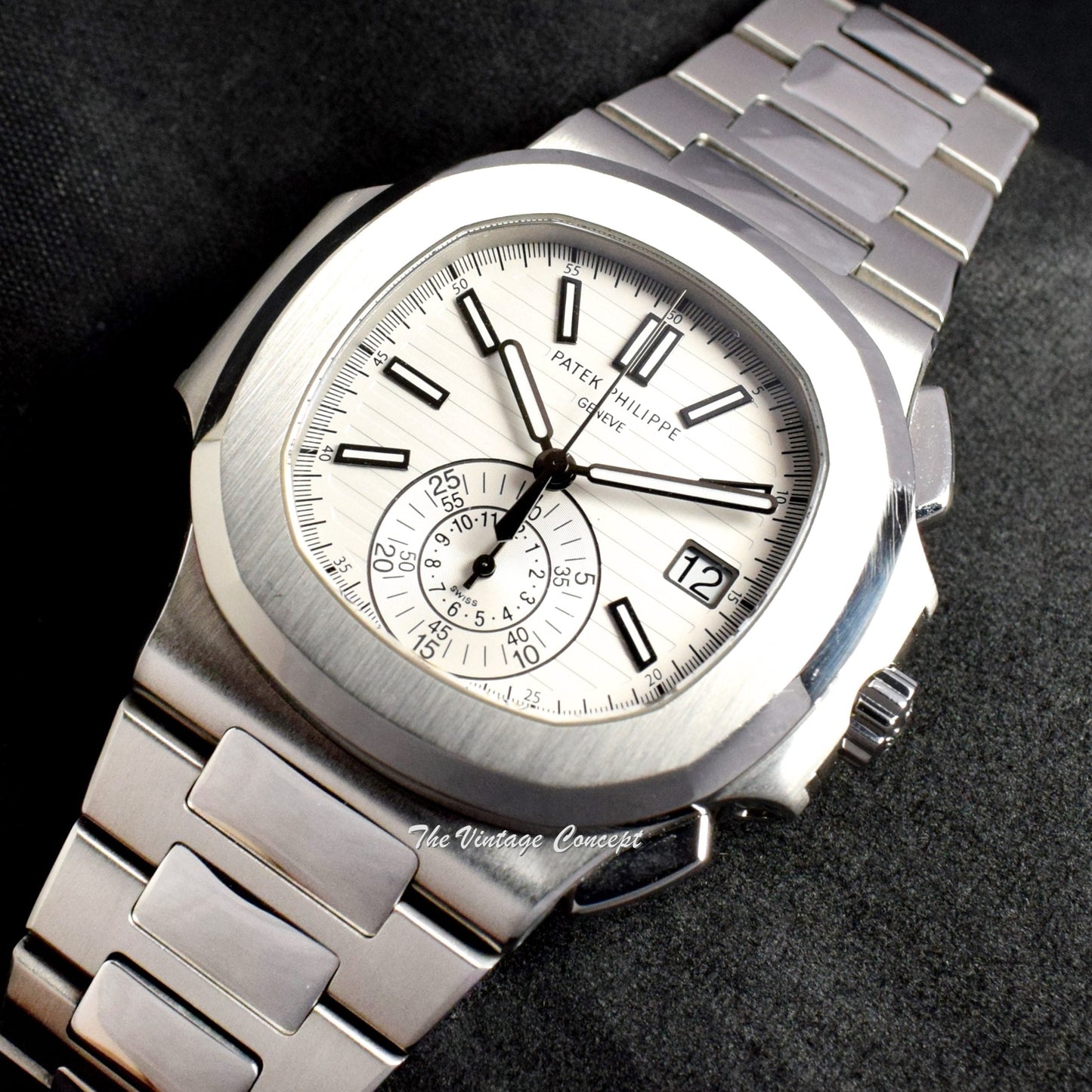 Rare Patek Philippe Nautilus Chronograph White Dial 5980/1A-019 w/ Original Paper