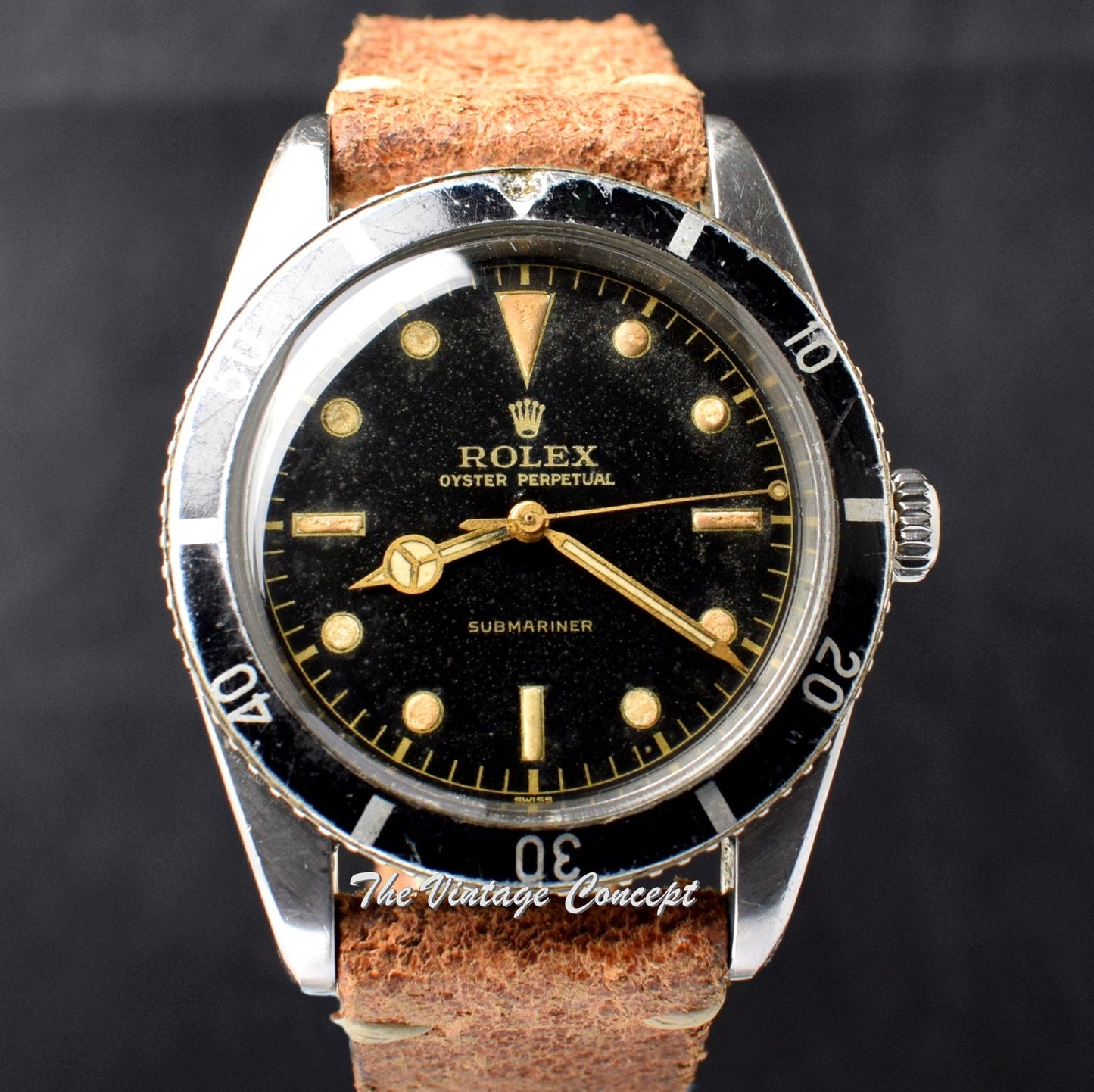 Rare Rolex Submariner Small Crown Gilt Dial 6205