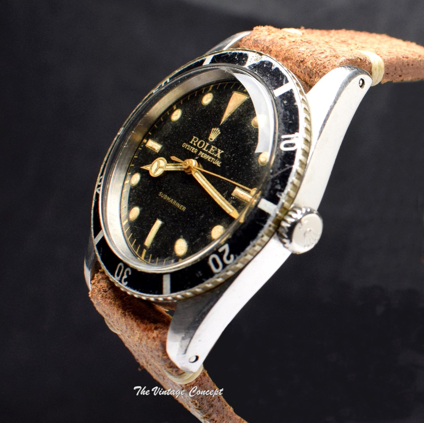 Rare Rolex Submariner Small Crown Gilt Dial 6205