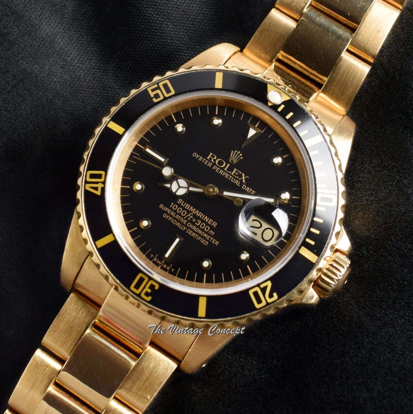 Rolex Submariner 18K YG Black Nipple Dial 16808 w/ Service Paper (SOLD)