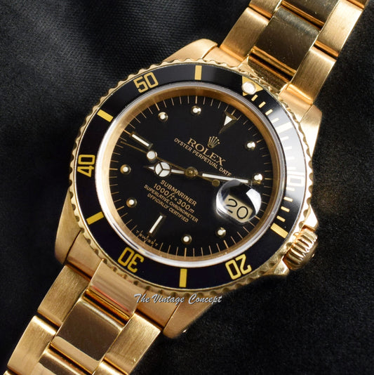 Rolex Submariner 18K YG Black Nipple Dial 16808 w/ Service Paper (SOLD)