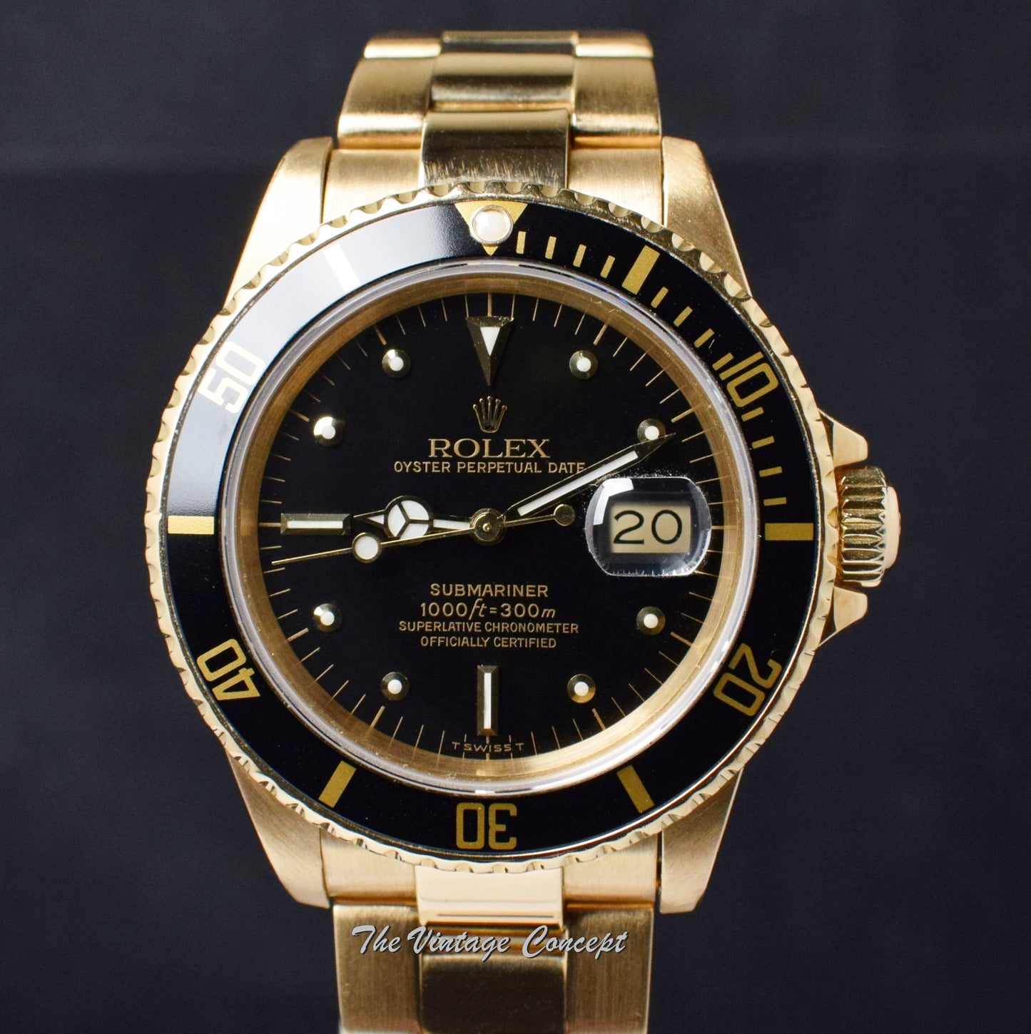 Rolex Submariner 18K YG Black Nipple Dial 16808 w/ Service Paper (SOLD)