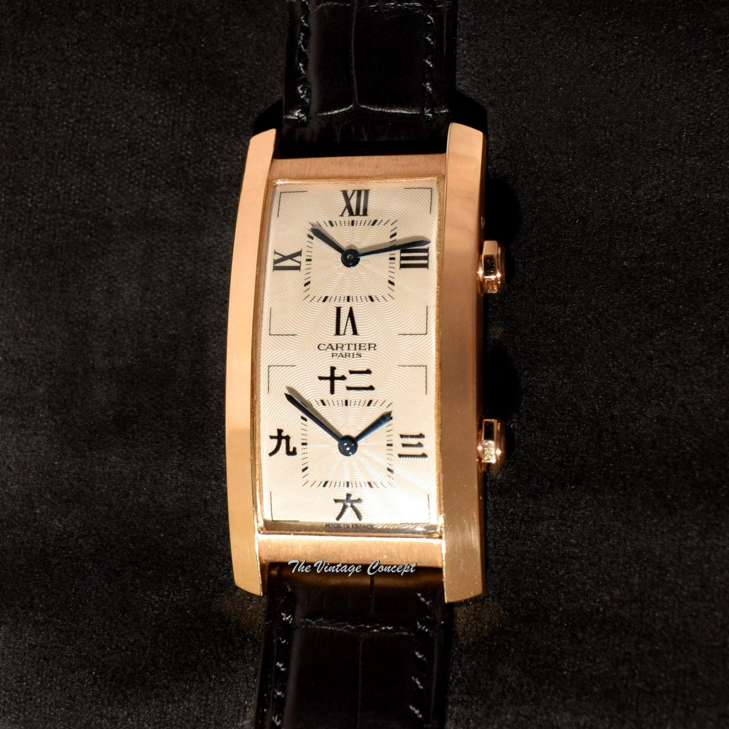 Cartier Tank Pink Gold Cintree Dual Time Limited Edition 2768 (Full Set) (SOLD)