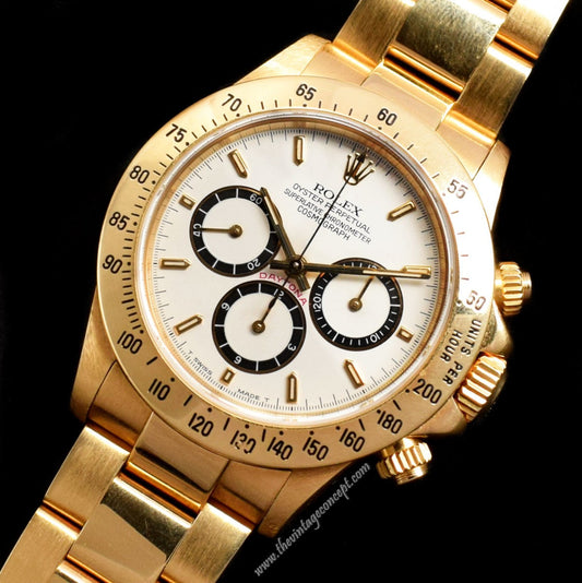 Rolex Daytona 18K YG White Dial 4 Lines 16528 (SOLD)