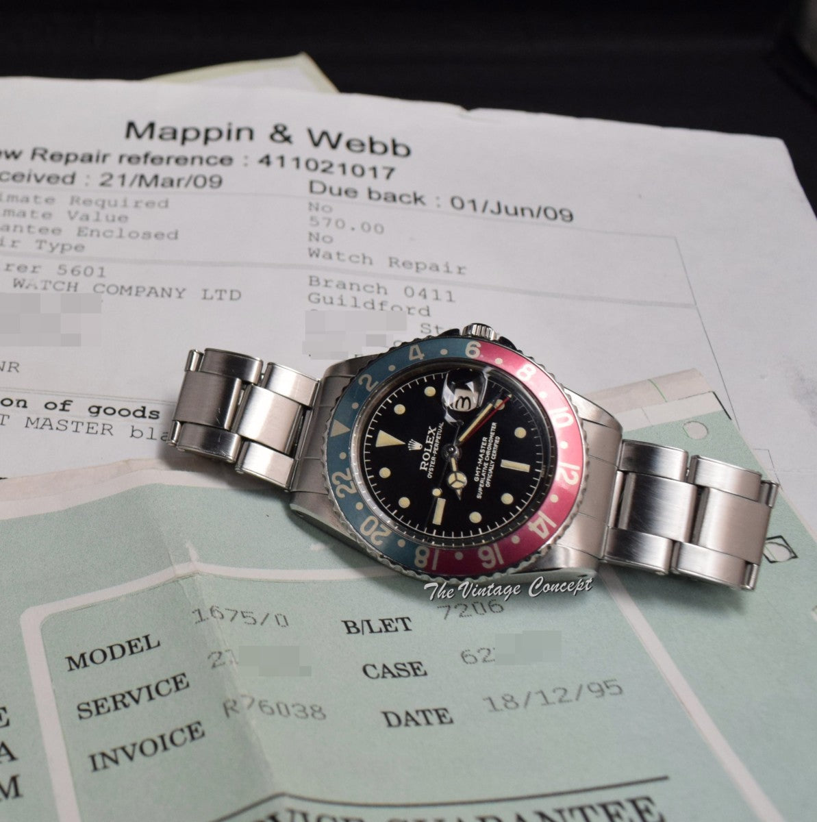 Rolex GMT-Master PCG Chapter Ring Gilt Dial 1675 w/ Service Papers (SOLD)