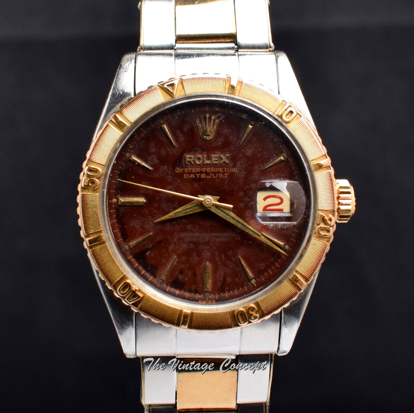 Rolex Red "Datejust" Two-Tones Tropical Gilt Dial 6609 (SOLD)