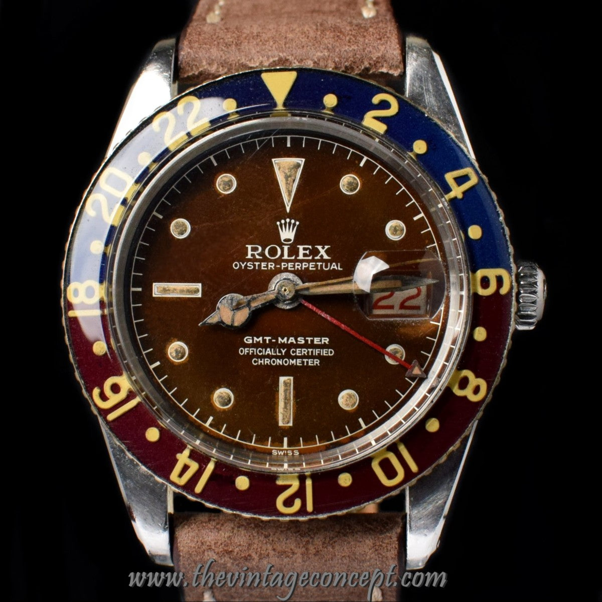 Rolex GMT-Master No Guard Tropical Gilt Dial 6542 (SOLD)