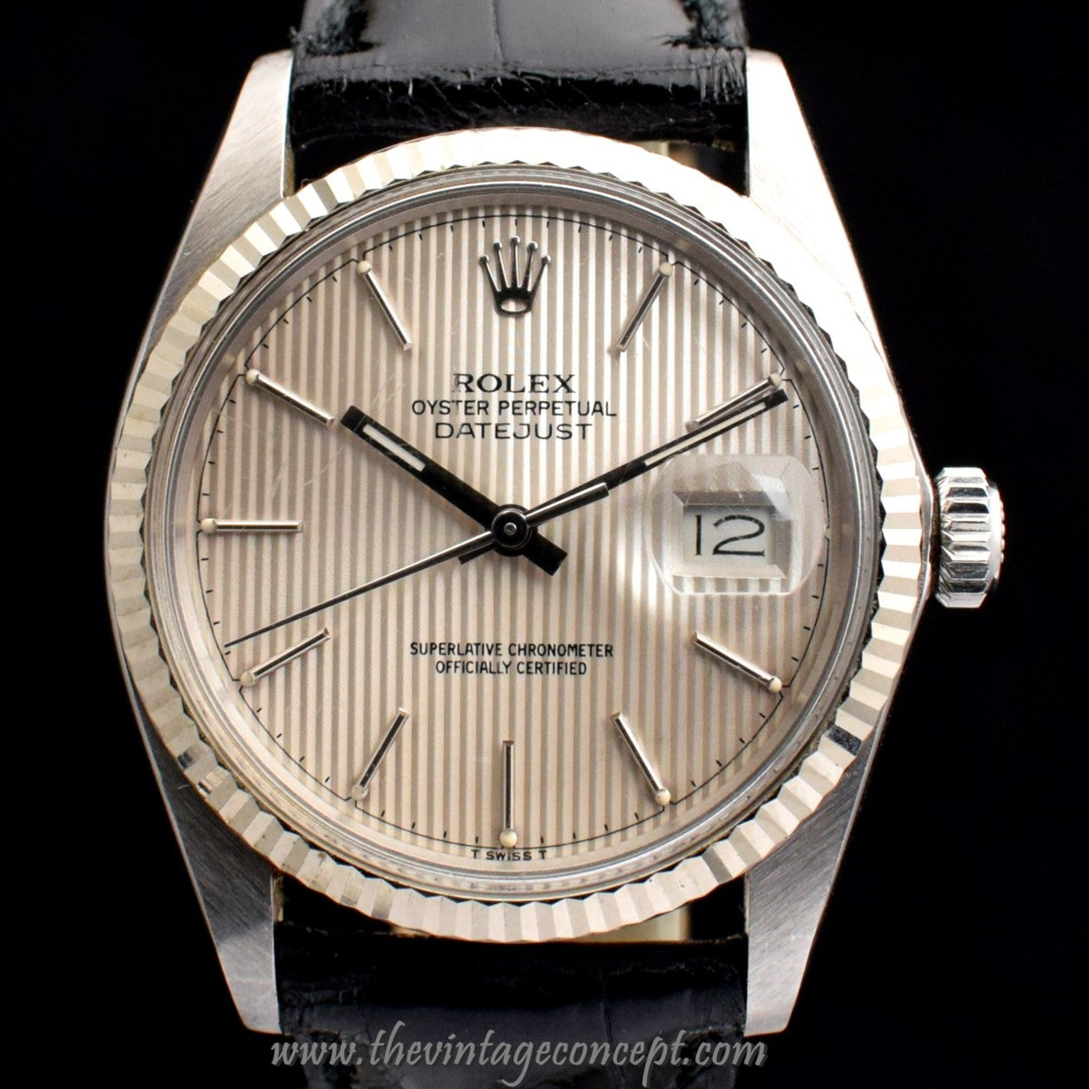 Rolex Datejust Silver w/ Vertical Pattern Dial 16014 (SOLD)