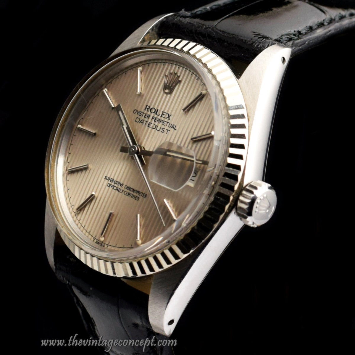 Rolex Datejust Silver w/ Vertical Pattern Dial 16014 (SOLD)