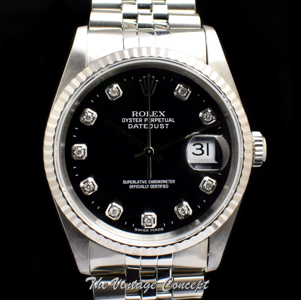 Rolex Datejust Black Dial Diamond Index 16234 w/ Original Paper ( SOLD )