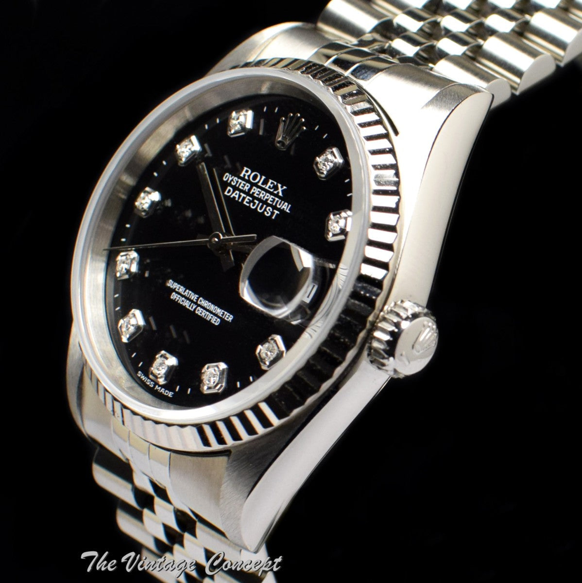 Rolex Datejust Black Dial Diamond Index 16234 w/ Original Paper ( SOLD )